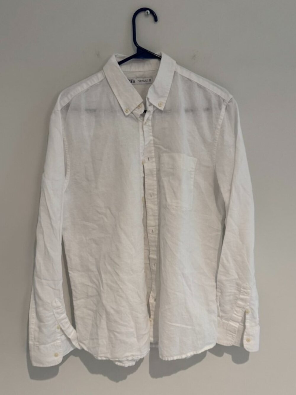 Zara White Linen Button-Down Shirt Size Medium Like New